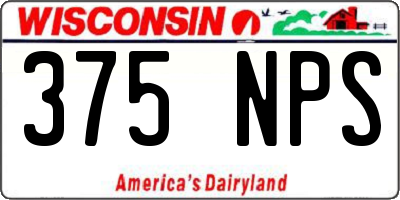 WI license plate 375NPS