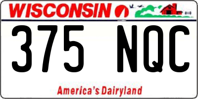 WI license plate 375NQC