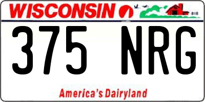 WI license plate 375NRG