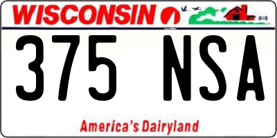 WI license plate 375NSA