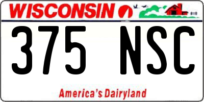WI license plate 375NSC