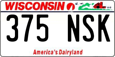 WI license plate 375NSK