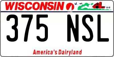 WI license plate 375NSL