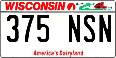WI license plate 375NSN