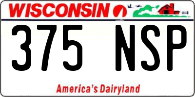 WI license plate 375NSP