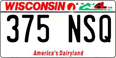 WI license plate 375NSQ