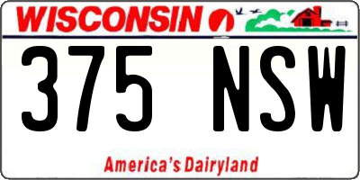 WI license plate 375NSW