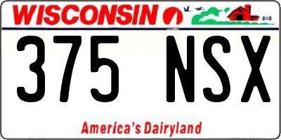 WI license plate 375NSX