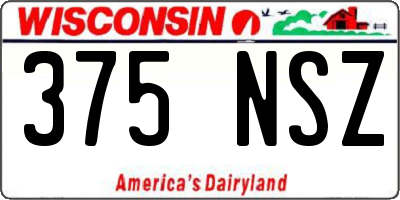WI license plate 375NSZ