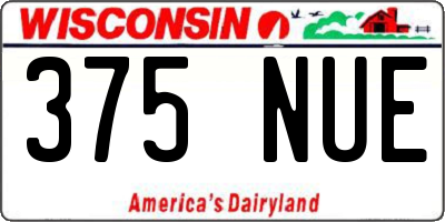 WI license plate 375NUE