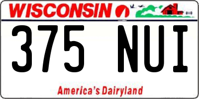 WI license plate 375NUI