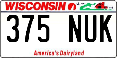 WI license plate 375NUK