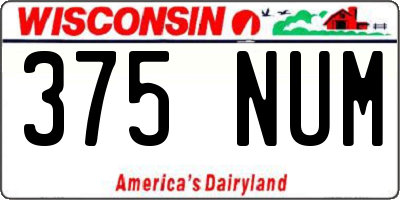 WI license plate 375NUM