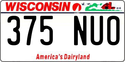 WI license plate 375NUO