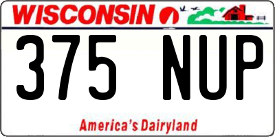 WI license plate 375NUP
