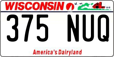 WI license plate 375NUQ