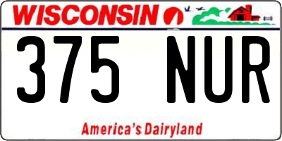 WI license plate 375NUR