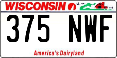 WI license plate 375NWF