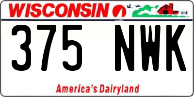 WI license plate 375NWK