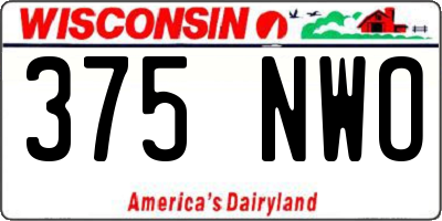 WI license plate 375NWO