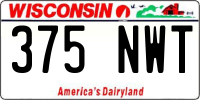 WI license plate 375NWT