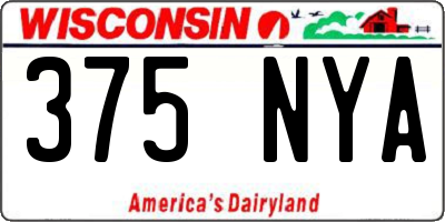 WI license plate 375NYA