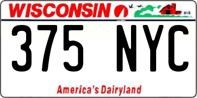 WI license plate 375NYC