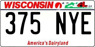 WI license plate 375NYE