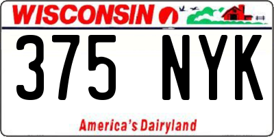 WI license plate 375NYK