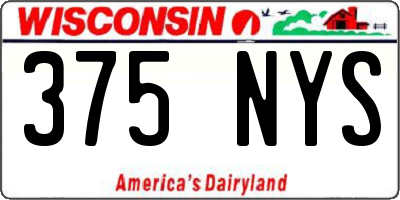 WI license plate 375NYS
