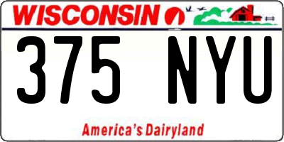 WI license plate 375NYU