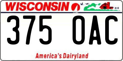 WI license plate 375OAC