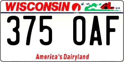 WI license plate 375OAF