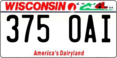 WI license plate 375OAI