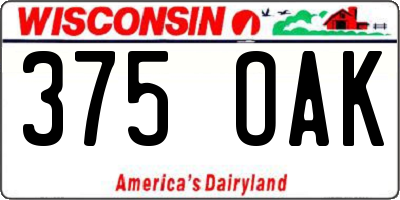 WI license plate 375OAK