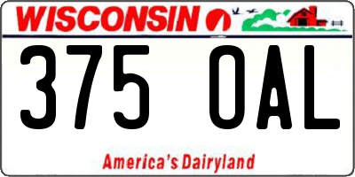 WI license plate 375OAL