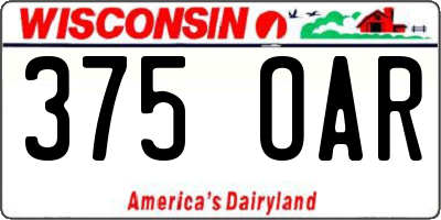 WI license plate 375OAR