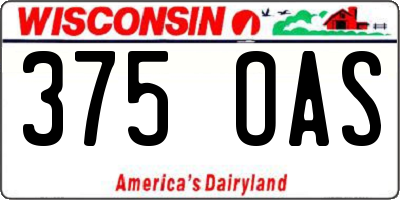 WI license plate 375OAS