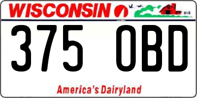 WI license plate 375OBD