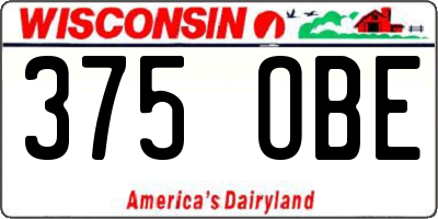 WI license plate 375OBE