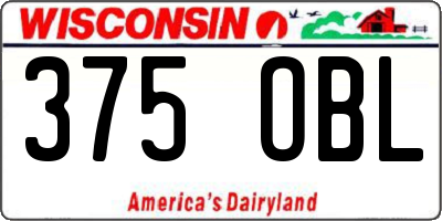 WI license plate 375OBL