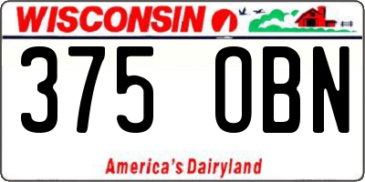 WI license plate 375OBN