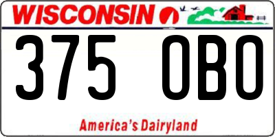 WI license plate 375OBO