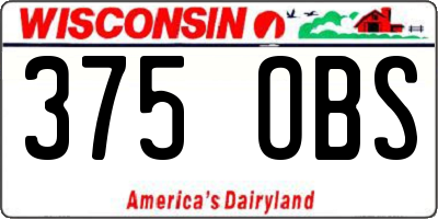 WI license plate 375OBS