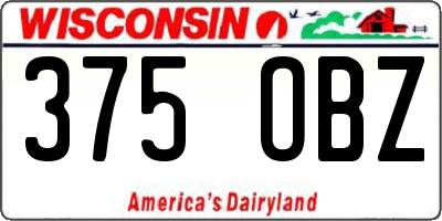 WI license plate 375OBZ