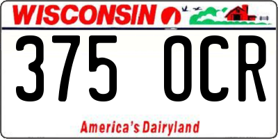 WI license plate 375OCR