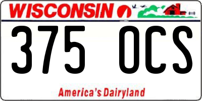 WI license plate 375OCS