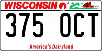 WI license plate 375OCT