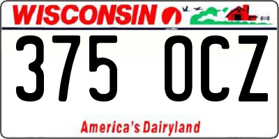 WI license plate 375OCZ