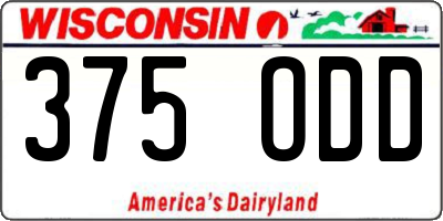 WI license plate 375ODD